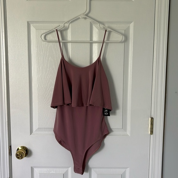 Timing Tops - Mauve ruffle bodysuit